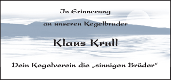 Traueranzeige von Klaus Krull von Neue Osnabrücker Zeitung GmbH & Co. KG