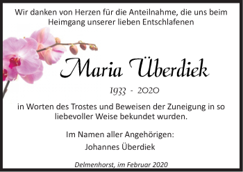 Traueranzeige von Maria Überdiek von Neue Osnabrücker Zeitung GmbH & Co. KG