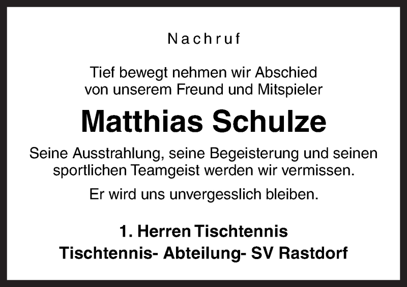  Traueranzeige für Matthias Schulze vom 15.02.2020 aus Neue Osnabrücker Zeitung GmbH & Co. KG