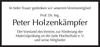Traueranzeige von Peter Holzenkämpfer von Neue Osnabrücker Zeitung GmbH & Co. KG