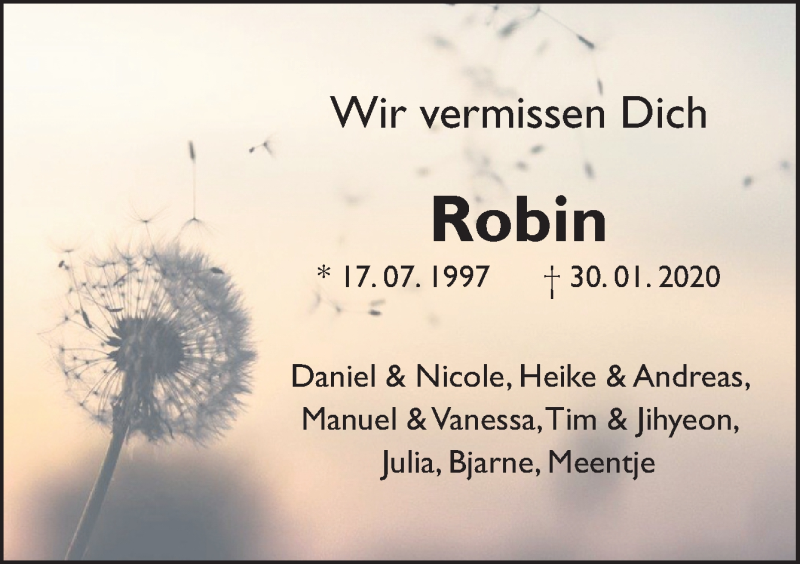  Traueranzeige für Robin Reuter vom 10.02.2020 aus Neue Osnabrücker Zeitung GmbH & Co. KG