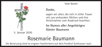 Traueranzeige von Rosemarie Baumann von Neue Osnabrücker Zeitung GmbH & Co. KG