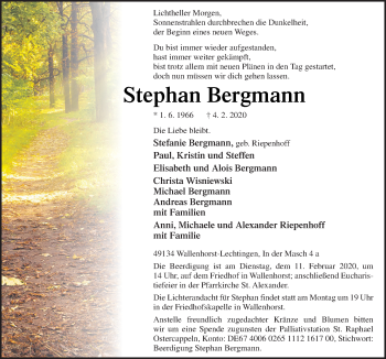 Traueranzeige von Stephan Bergmann von Neue Osnabrücker Zeitung GmbH & Co. KG