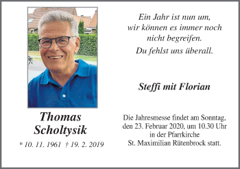 Traueranzeige von Thomas Scholtysik von Neue Osnabrücker Zeitung GmbH & Co. KG