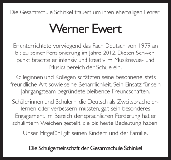 Traueranzeige von Werner Ewert von Neue Osnabrücker Zeitung GmbH & Co. KG