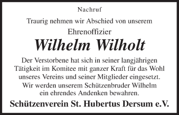 Traueranzeige von Wilhelm Wilholt von Neue Osnabrücker Zeitung GmbH & Co. KG