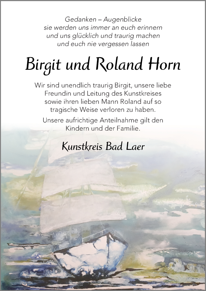  Traueranzeige für Birgit und Roland Horn vom 13.03.2020 aus Neue Osnabrücker Zeitung GmbH & Co. KG