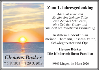Traueranzeige von Clemens Bösker von Neue Osnabrücker Zeitung GmbH & Co. KG