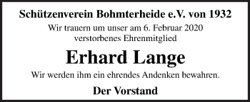 Traueranzeige von Erhard Lange von Neue Osnabrücker Zeitung GmbH & Co. KG