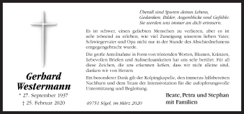 Traueranzeige von Gerhard Westermann von Neue Osnabrücker Zeitung GmbH & Co. KG