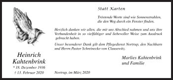 Traueranzeige von Heinrich Kahtenbrink von Neue Osnabrücker Zeitung GmbH & Co. KG