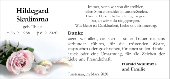 Traueranzeige von Hildegard Skulimma von Neue Osnabrücker Zeitung GmbH & Co. KG