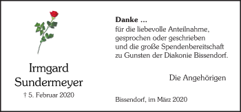Traueranzeige von Irmgard Sundermeyer von Neue Osnabrücker Zeitung GmbH & Co. KG