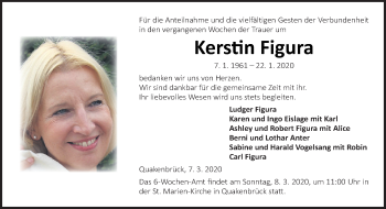 Traueranzeige von Kerstin Figura von Neue Osnabrücker Zeitung GmbH & Co. KG