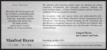 Traueranzeige von Manfred Heyen von Neue Osnabrücker Zeitung GmbH & Co. KG