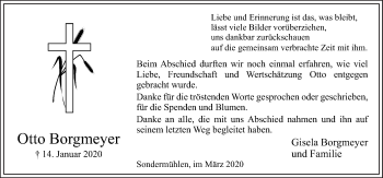 Traueranzeige von Otto Borgmeyer von Neue Osnabrücker Zeitung GmbH & Co. KG