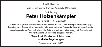 Traueranzeige von Peter Holzenkämpfer von Neue Osnabrücker Zeitung GmbH & Co. KG