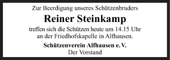 Traueranzeige von Reiner Steinkamp von Neue Osnabrücker Zeitung GmbH & Co. KG
