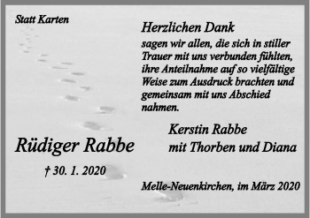 Traueranzeige von Rüdiger Rabbe von Neue Osnabrücker Zeitung GmbH & Co. KG