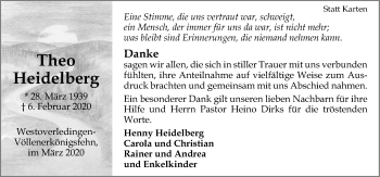 Traueranzeige von Theo Heidelberg von Neue Osnabrücker Zeitung GmbH & Co. KG