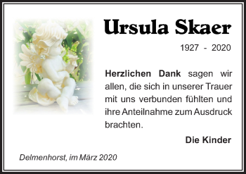 Traueranzeige von Ursula Skaer von Neue Osnabrücker Zeitung GmbH & Co. KG
