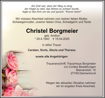 Traueranzeige von Christel Borgmeier von Neue Osnabrücker Zeitung GmbH & Co. KG