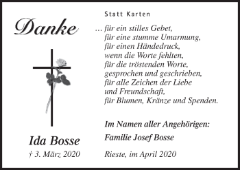 Traueranzeige von Ida Bosse von Neue Osnabrücker Zeitung GmbH & Co. KG