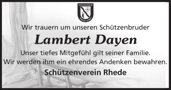 Traueranzeige von Lambert Dayen von Neue Osnabrücker Zeitung GmbH & Co. KG