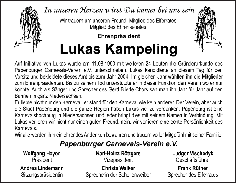  Traueranzeige für Lukas Kampeling vom 16.04.2020 aus Neue Osnabrücker Zeitung GmbH & Co. KG