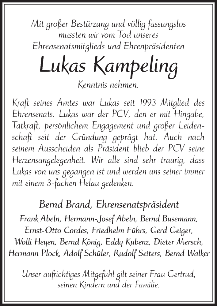  Traueranzeige für Lukas Kampeling vom 17.04.2020 aus Neue Osnabrücker Zeitung GmbH & Co. KG