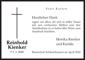 Traueranzeige von Reinhold Kienker von Neue Osnabrücker Zeitung GmbH & Co. KG