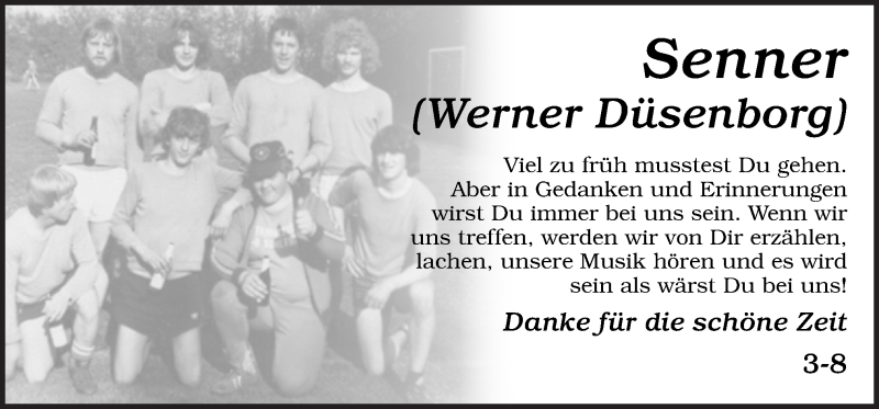  Traueranzeige für Werner Düsenborg vom 18.04.2020 aus Neue Osnabrücker Zeitung GmbH & Co. KG