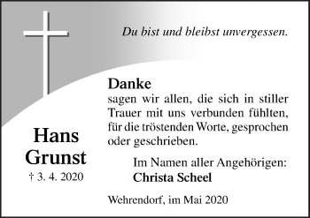 Traueranzeige von Hans Grunst von Neue Osnabrücker Zeitung GmbH & Co. KG