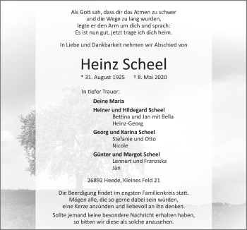 Traueranzeige von Heinz Scheel von Neue Osnabrücker Zeitung GmbH & Co. KG