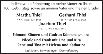 Traueranzeige von In Erinnerung  von Neue Osnabrücker Zeitung GmbH & Co. KG