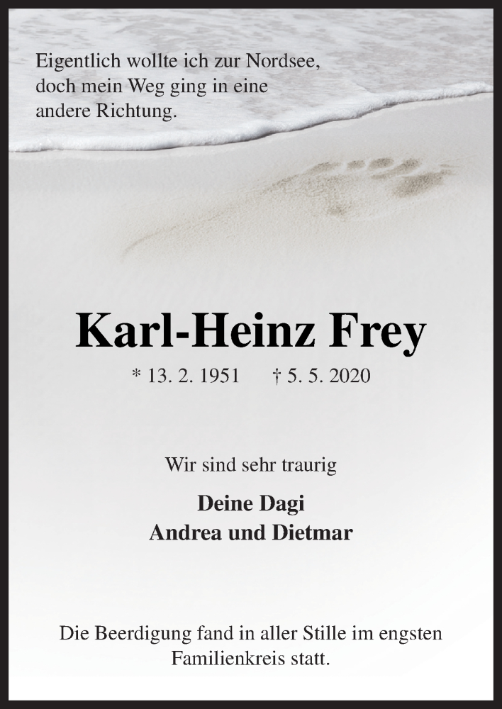  Traueranzeige für Karl-Heinz Frey vom 16.05.2020 aus Neue Osnabrücker Zeitung GmbH & Co. KG