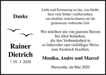Traueranzeige von Rainer Dietrich von Neue Osnabrücker Zeitung GmbH & Co. KG
