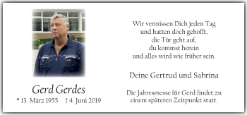 Traueranzeige von Gerd Gerdes von Neue Osnabrücker Zeitung GmbH & Co. KG