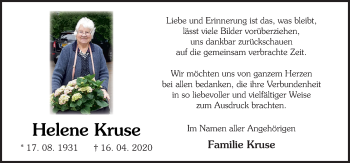 Traueranzeige von Helene Kruse von Neue Osnabrücker Zeitung GmbH & Co. KG