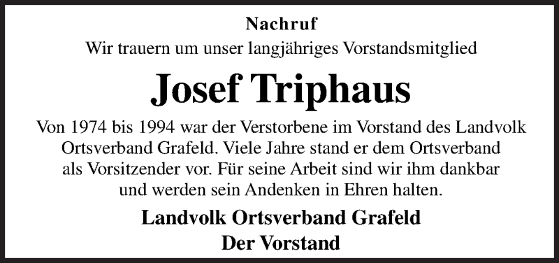  Traueranzeige für Josef Triphaus vom 19.06.2020 aus Neue Osnabrücker Zeitung GmbH & Co. KG