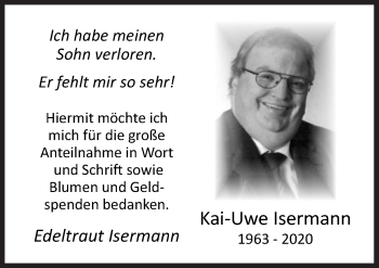 Traueranzeige von Kai-Uwe Isermann von Neue Osnabrücker Zeitung GmbH & Co. KG