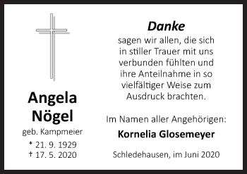 Traueranzeige von Nagela Nögel von Neue Osnabrücker Zeitung GmbH & Co. KG