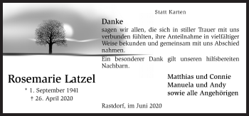 Traueranzeige von Rosemarie Latzel von Neue Osnabrücker Zeitung GmbH & Co. KG