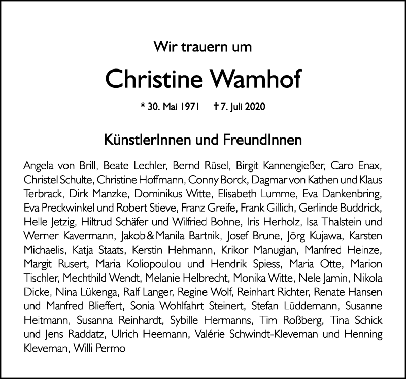  Traueranzeige für Christine Haubrock vom 18.07.2020 aus Neue Osnabrücker Zeitung GmbH & Co. KG