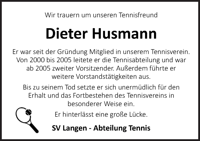  Traueranzeige für Dieter Husmann vom 06.07.2020 aus Neue Osnabrücker Zeitung GmbH & Co. KG