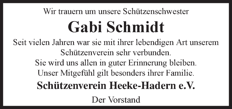  Traueranzeige für Gabi Schmidt vom 08.07.2020 aus Neue Osnabrücker Zeitung GmbH & Co. KG