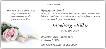 Traueranzeige von Ingeborg Möller von Neue Osnabrücker Zeitung GmbH & Co. KG