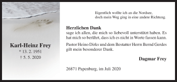 Traueranzeige von Karl-Heinz Frey von Neue Osnabrücker Zeitung GmbH & Co. KG