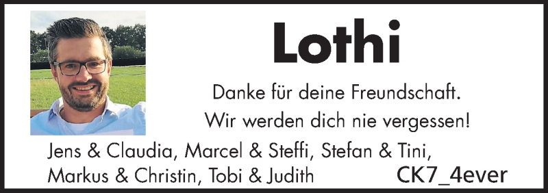  Traueranzeige für Lothi  vom 09.07.2020 aus Neue Osnabrücker Zeitung GmbH & Co. KG