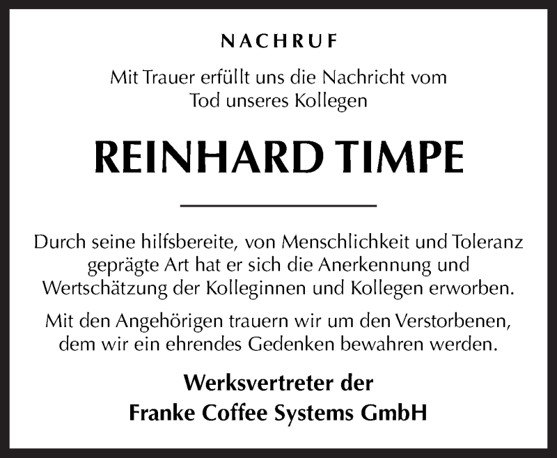  Traueranzeige für Reinhard Timpe vom 11.07.2020 aus Neue Osnabrücker Zeitung GmbH & Co. KG